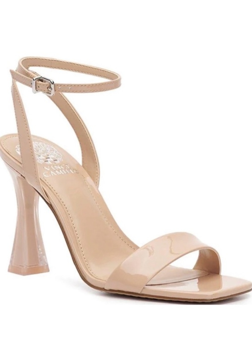Vince Camuto Nude Patent Ankle-Strap Heeled Sandal Size 6